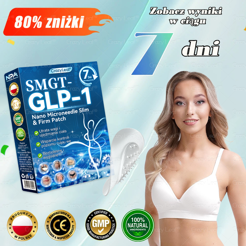 Klinicznie potwierdzone|Oficjalny sklep|𝐶𝑟𝑎𝑧𝑦𝐿𝑒𝑎𝑓® SMGT- GLP-1 Nano Microneedle Slim& Firm Patch|Działa na otyłość, wiotką skórę, nadciśnienie, cukrzycę, stłuszczenie wątroby, bóle stawów, bóle ciała i inne dolegliwości