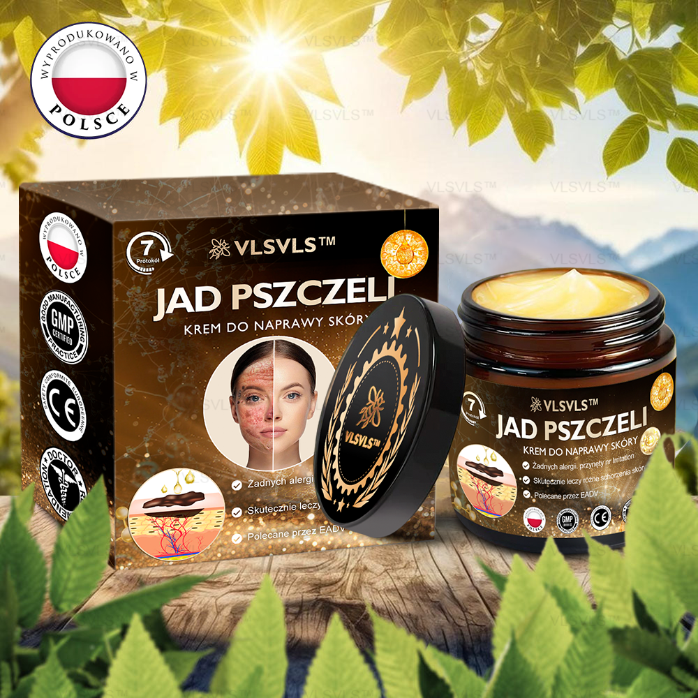 VLSVLS™ KREM NAPRAWCZY Z WENINĄ PSZCZELĄ (🧑⚕️Zalecany przez AAD) - Jad pszczeli oczyszcza skórę, walczy z trądzikiem, wyrównuje koloryt skóry, redukuje blizny, uszkodzenia słoneczne i plamy starcze