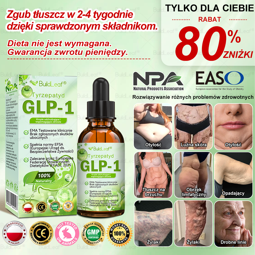 Wyprodukowano i wysłano z Polski 🌿BuildLeaf® Tyrzepatyd GLP-1 Krople odchudzające i wspomagające zdrowie🇵🇱 OSTATNI DZIEŃ – SKORZYSTAJ Z 80% ZNIŻKI!