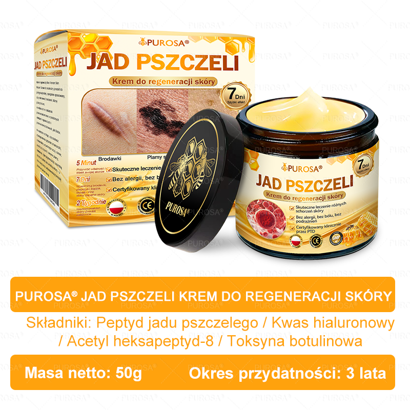 Wyprodukowany i wysłany z Polski 🌸PUROSA® Krem z jadem pszczelim do regeneracji skóry🔥🔥 OSTATNI DZIEŃ – 80% ZNIŻKI!