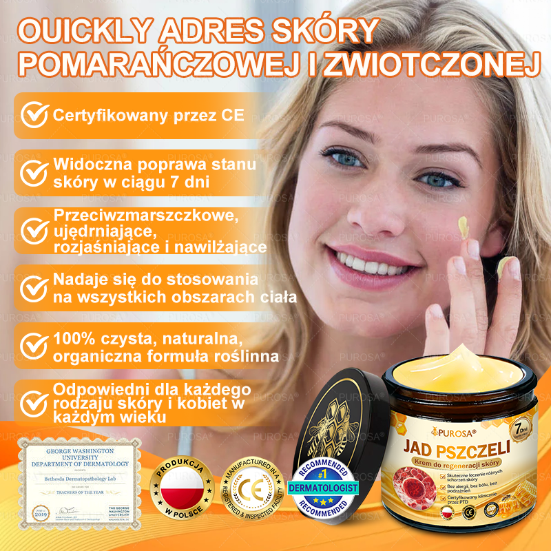Wyprodukowany i wysłany z Polski 🌸PUROSA® Krem z jadem pszczelim do regeneracji skóry🔥🔥 OSTATNI DZIEŃ – 80% ZNIŻKI!