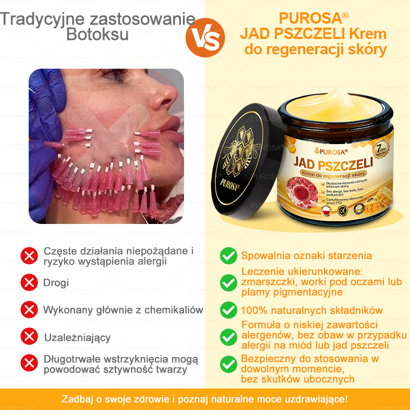 Wyprodukowany i wysłany z Polski 🌸PUROSA® Krem z jadem pszczelim do regeneracji skóry🔥🔥 OSTATNI DZIEŃ – 80% ZNIŻKI!