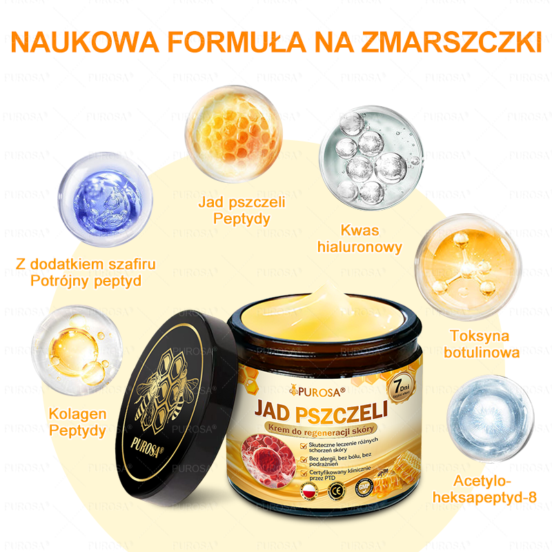 Wyprodukowany i wysłany z Polski 🌸PUROSA® Krem z jadem pszczelim do regeneracji skóry🔥🔥 OSTATNI DZIEŃ – 80% ZNIŻKI!