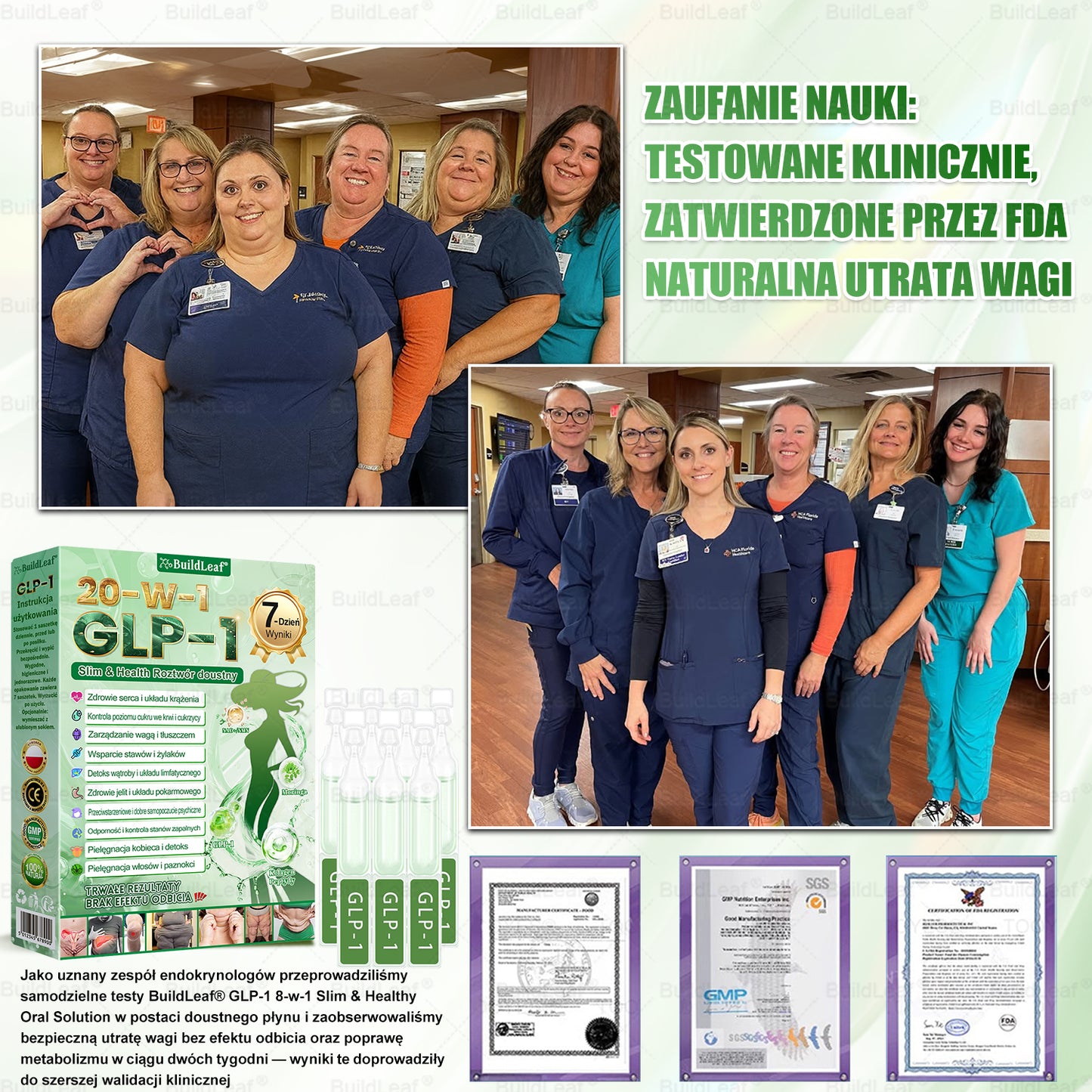 BuildLeaf® GLP-1 20 w 1 Slim & Health Oral Solution , zawierający 100 miliardów CFU aktywnych probiotyków ✅ Wspomaga kontrolę wagi, zdrowie serca, cukrzycę, a jednocześnie ujędrnia skórę i dodaje energii.