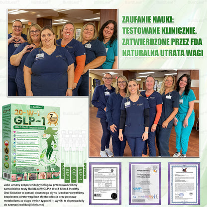 BuildLeaf® GLP-1 20 w 1 Slim & Health Oral Solution , zawierający 100 miliardów CFU aktywnych probiotyków ✅ Wspomaga kontrolę wagi, zdrowie serca, cukrzycę, a jednocześnie ujędrnia skórę i dodaje energii.