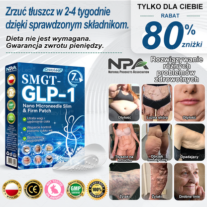 Klinicznie potwierdzone｜Oficjalny sklep｜𝐶𝑟𝑎𝑧𝑦𝐿𝑒𝑎𝑓® SMGT- GLP-1 Nano Microneedle Slim& Firm Patch｜Działa na otyłość, wiotką skórę, nadciśnienie, cukrzycę, stłuszczenie wątroby, bóle stawów,  bóle ciała i inne dolegliwości